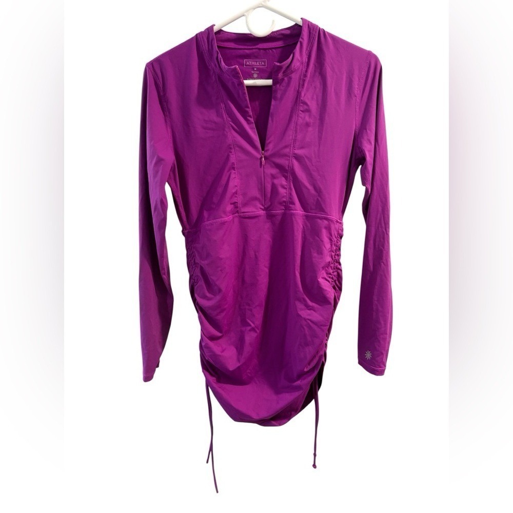 Athleta Ruched Purple Long Sleeve Athletic‎ Top- Medium